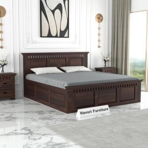 Roshani.online Sheesham Wood King Size Bed with Box Storage for Bedroom - King Size Cot with Storage - Solid Wood Bed Kingsize Cot for Bedroom - Wooden Double Bed Palang for Home (Walnut, King Box)
